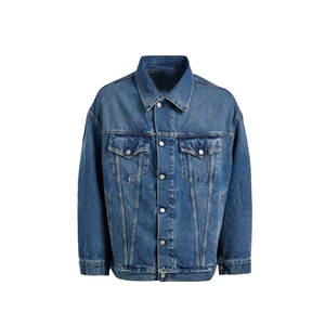 Blouson en jean slim décontracté pour homme 100 % coton, style urbain avec détails boutonnés, techniques de revêtement et de lavage, idéal pour l'automne - Product Image 4
