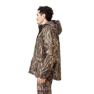 Veste de chasse unisexe printemps style urbain en toile à col montant et capuche, softshell respirante, imperméable, séchage rapide, logo frontal - Product Image 5