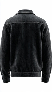 Veste en velours côtelé noire pour homme, col rabattu, fermeture à boutons - Product Image 6