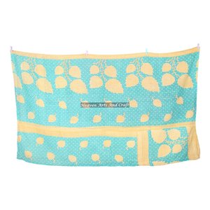 Indian Handmade Vintage Cotton Floral Printed Kantha Blanket Throw Indian Reversible Hand Stitched Heavy Throw Old Sari Blanket - Product Image 2