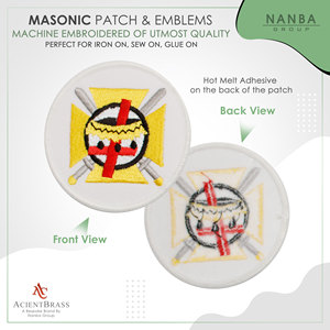 Knights Templar Cross & Crown Round Embroidered Iron-On Masonic Patch Multicoloured 3'' Diameter for Hats & Apparel - Product Image 2