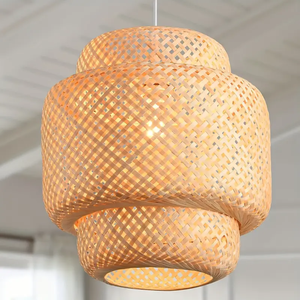 Lampe suspendue conique en bambou naturel tissé pour l'éclairage domestique et la décoration intérieure - Product Image 5