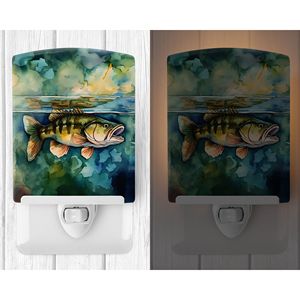 UL-Certified Smallmouth Bass Ceramic Night <b>Light</b> Multicolor 6x4x3 for Bedroom Bathroom <b>Nursery</b> or Kitchen - Product Image 2