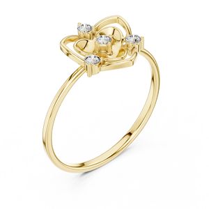 Anillos minimalistas de oro macizo de 14k con diamantes de corte redondo para mujer, para regalo, compromiso, aniversario, boda - Product Image 3