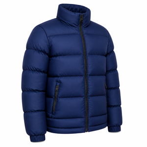 Custom Solid Color <b>Men</b> Puffer <b>Jacket</b> Warm Windproof Stand Collar Winter Coat Down Alternative Padding Bubble Outerwear Item Shop - Product Image 3