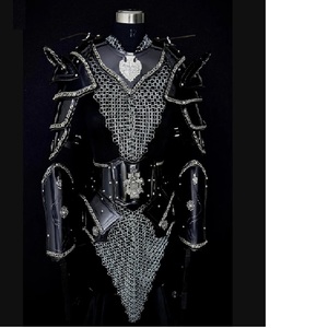 Conjunto de Armadura de Acero con Temática de Hadas, Pauldrones de Malla, Disfraz de Caballera Medieval para Mujer, Cosplay, Plateado, Grabado, Impreso y Pintado - Product Image 3