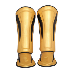 Espinilleras de Kickboxing Ajustables de Cuero PU de Fábrica OEM con Cierre de Gancho y Bucle Seguro, Espinilleras de Boxeo Personalizadas con Etiqueta Privada - Product Image 3