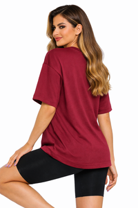 Camiseta de Mujer Oversize Casual Estilo Urbano Holgada de Algodón Estampada Top de Verano a la Moda para Damas - Product Image 4