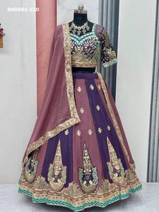 ชุดเลเฮนกา-โชลีและผ้าคลุมไหล่แบบใหม่ล่าสุด ผ้าจอร์เจตต์ปักลายด้วยดิ้นและด้าย พร้อมจำหน่ายราคาส่ง - Product Image 5