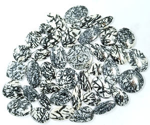 Lot en gros de cabochons de hornblende naturel, pierres précieuses de guérison, cabochons de pierres précieuses - Product Image 1