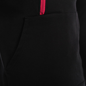 Sudadera con capucha negra para hombre, con cremallera de un cuarto, forro y corte regular, estilo casual de otoño, tejido de algodón French Terry - Product Image 3
