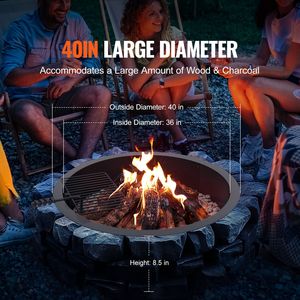 Anello per Braciere Fai-da-te in Acciaio al Carbonio, Diametro 40/36 Pollici, Altezza 8,5 Pollici, Inserto per Braciere da Barbecue - Product Image 3