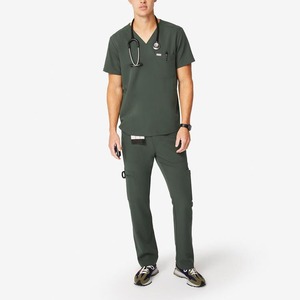 Conjunto de uniforme médico de alta calidad para mujer, mono de pierna ancha con cremallera frontal central, conjuntos de scrubs en liquidación, Pakistán - Product Image 4
