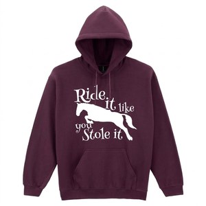 Sudadera con Capucha ODM Maroon Equestrian, Sudadera con Estampado Gráfico para Jinete, Ride It Like You Stole It - Product Image 1