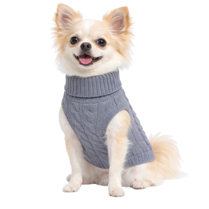 Cable Knit Dog Sweater Grey Warm Winter <b>Pet</b> Pullover Soft Knitted Dog Clothing Cozy Cold Weather Wear For Dogs - Product Image 1