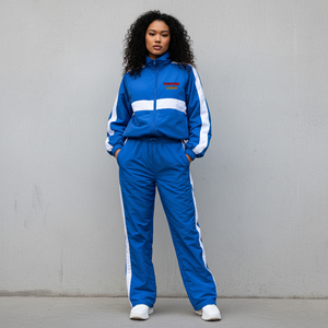 Ensemble 2 pièces pour femme, veste et pantalon streetwear en molleton brodé de dentelle, haute qualité, 100% coton respirant, coupe régulière, hiver - Product Image 1