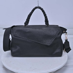 Premium Quality Fashion <b>Portable</b> Black Faux Leather Women's Shoulder Bag Geometric Pattern Twisted Handle Pearl Chain <b>Lock</b> - Product Image 1