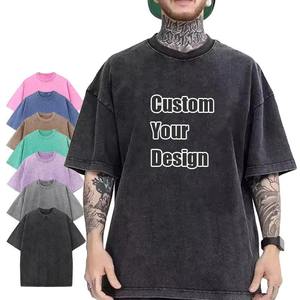 Custom Oversized <b>Men's</b> Washed T-<b>Shirt</b> Short Sleeve Crew Neck Street Tee Solid Color - Product Image 1