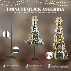 Albero di Natale Artificiale Pop-up in Metallo Robusto da 180 cm con 150 Luci Bianche Calde per Decorazioni Festive - Product Image 2