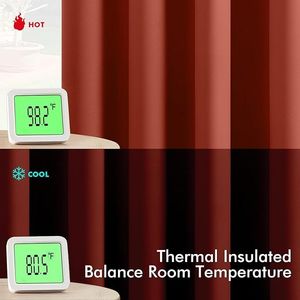 Rideaux occultants thermiques isolants de 63 pouces de long, couleur orange brûlé, 2 panneaux, couleur unie G, pour chambre à coucher et salon - Product Image 3