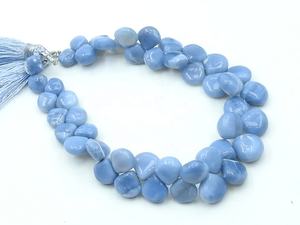 Ópalo Indio Azul Tratado, Forma de Corazón Liso, Forma de Lágrima, Hilo de 8 Pulgadas, Aprox. 7x7-10x10MM, Para Hacer Joyas - Product Image 2