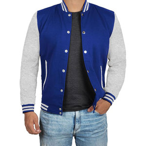 Veste de sport pour homme noire style varsity avec manches en cuir PU, boutons-pression et col montant coupe-vent - Product Image 5