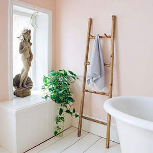 Échelle en bambou chic à 3-6 marches, porte-serviettes et porte-plaids esthétique moderne avec support pour plantes, naturel et fait main - Product Image 5