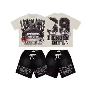 Conjunto de Camiseta y Pantalones Cortos con Diseño Personalizado, Ropa Urbana Unisex de Dos Piezas, Traje Largo Informal de Invierno, Chándal de Tela de Algodón, Moda Moderna - Product Image 5