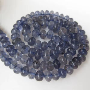 Perles rondes en iolite bleue naturelle, perles rondes en iolite lisses, brin de perles pour la fabrication de bijoux DIY - Product Image 1