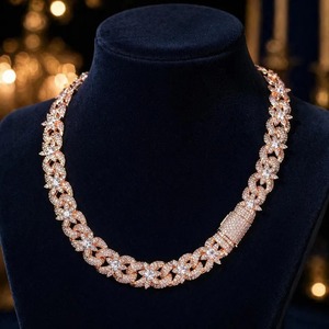 Unique Design Mens Moissanite Diamond Cuban Chain Necklace Iced Out Hip Hop Jewelry with High Sparkle Finish for Sale - Product Image 1