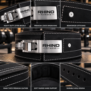 Ceinture de Soutien Lombaire Ajustable en Néoprène Rhino Fitness – Modèle Enveloppant pour Adultes, Noir, avec Système à Levier – Nouveauté - Product Image 5
