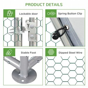 Pollaio Grande da 5,7 m con Copertura Impermeabile, Recinto per Polli Accessibile, Gabbia per Animali Argento, Nuovo, per Fattoria, Realizzato in Acciaio - Product Image 4