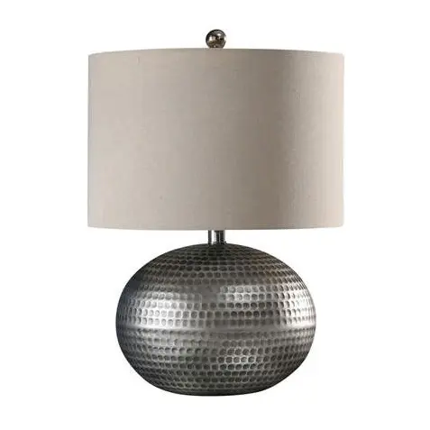 Lampu meja samping tempat tidur dengan kap lampu kain murah & Harga terbaik grosir desain baru lampu meja logam