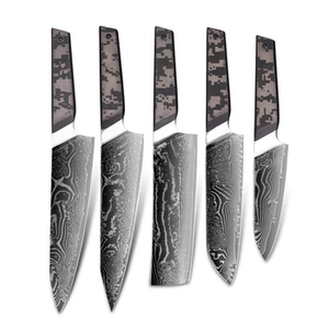 Ensemble de couteaux de chef professionnels en acier Damas multifonctionnels et écologiques, 5 pièces, avec manche en bois, pour la cuisine, vente chaude - Product Image 1