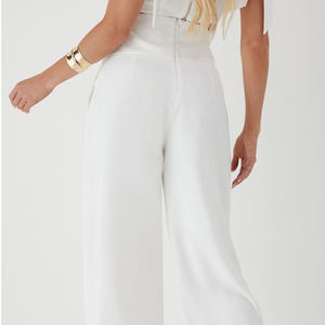 Pantalon de yoga évasé taille haute couleur unie pour femme, extensible, coupe ample, pour le fitness - Product Image 3