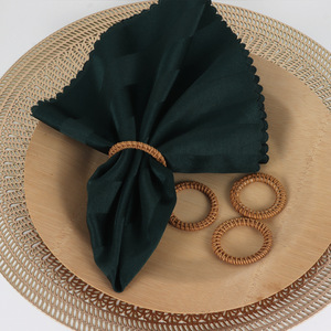 Tradebyd Woven Rattan Napkin Rings Handmade Rustic <b>Table</b> Decoration for Dinner Parties and Events - Product Image 1