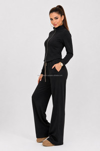 Ropa Deportiva Mujer Unisex Sportswear <b>Fleece</b> Zip Jackets <b>Leggings</b> Wide Leg Pants Flared Tracksuit Set Activewear Gym Yoga - Product Image 2