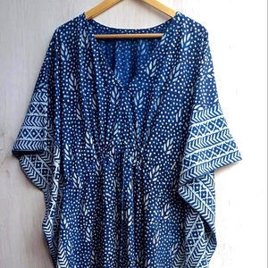 Magnifique Kaftan en Coton – Dernière Tendance, Haute Qualité, Robe Décontractée de Créateur pour Grandes Tailles, Imprimé avec Taille Naturelle - Product Image 1