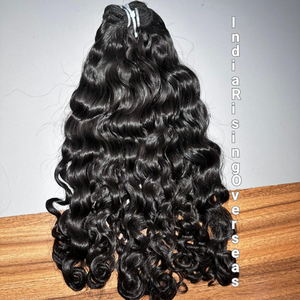 Super Premium Quality Single Donor <b>Curly</b> Pattern Real Indian Human Hair Raw Temple Unprocessed Hair <b>Extensions</b> - Product Image 1