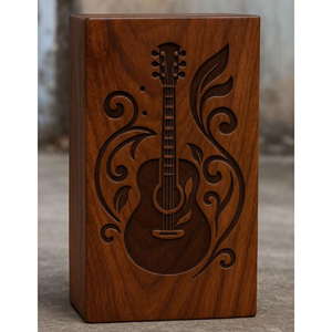 Engraved Guitar Wooden Cremation Urn | Personalized Musician Memorial Memorial Keepsake by AYAANS - Product Image 3