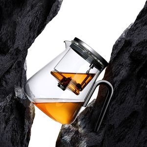 Teiera in Vetro Nero Gunmetal Fatta a Mano da 800mL con Manico Resistente al Calore e Interruttore Magnetico per Uso in Ristoranti e Hotel - Product Image 5