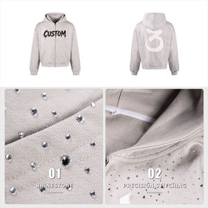 เสื้อฮู้ดดี้ทรงโอเวอร์ไซส์ 420 แกรม สไตล์วินเทจ ล้างสีแบบแอซิด ซิปหน้า สำหรับผู้ชาย ผ้าฝ้าย 100% สตรีทแวร์ พิมพ์ลาย ODM ปักลายแบบแพทช์ - Product Image 5