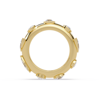 Luxuriöser 14K Gelbgold-Ring mit Lünettenfassung, breiter Kuppelform, 2,25 Karat TW gemischter Marquise-Schliff, im Labor gezüchteter Diamant, Eternity-Ring, Unisex, Trendy
