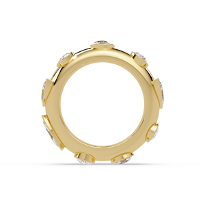 Luxury 14K Gold Bezel Set Band <b>Thick</b> Wide Dome <b>Ring</b> Mixed Round Marquise Cut Lab Grown diamond Eternity <b>Ring</b> for Women Men - Product Image 4