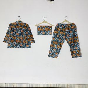 Ensemble de pyjama floral pour femmes - Vêtements de nuit en coton artisanal, vêtements de nuit et de détente bohèmes pour femmes, cadeau d'été - Product Image 4