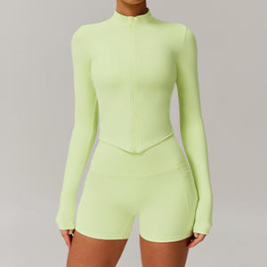 Hauts de sport ajustés pour femmes, manches longues, veste de yoga avec fermeture éclair, vêtements de sport, veste de course et de yoga pour femmes - Product Image 3