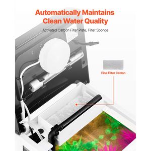 Aquarium carré en verre ultra-transparent de 2 gallons avec LED, surveillance de la température à 7 couleurs, éclairage réglable, auto-nettoyant - Product Image 5