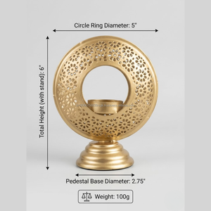 AG Elements Decorative <b>Brass</b> Tea Light Candle Holder 5x6 Inch Floral Cut Metal <b>Lantern</b> Heat Resistant Tabletop Ambient Light - Product Image 4