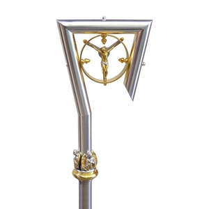 Élégante crozier d'évêque en laiton, fait main, finition argentée, bâton de marche cérémoniel pour église - Product Image 3