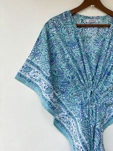 Nuevo Kaftán con Estampado Animal, Cuello en V, Cordón Ajustable, Estilo Flare, de Algodón Suave Indio, con Encaje, Largo, para Playa o Dama de Honor - Product Image 2